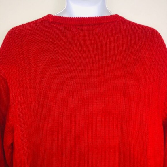 Chaps Mens L Sweater Red Long Sleeve Crew Neck Knit Pullover New - Picture 6 of 8